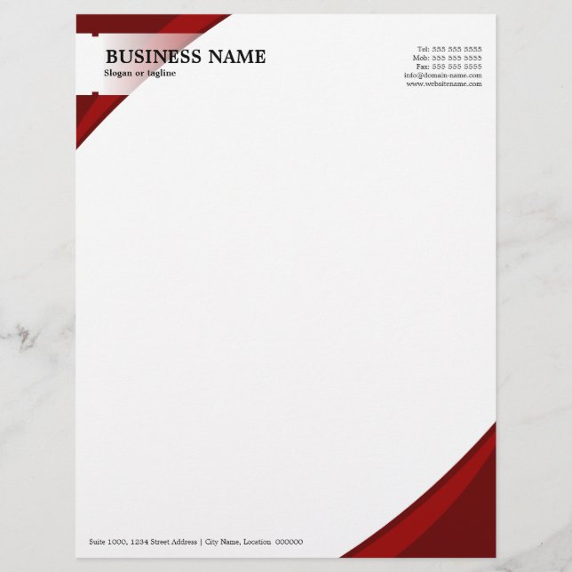 Professional Business Red Custom Briefhoofd (Voorkant)