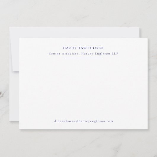 Professional Business Simple Navy en White Note Notitiekaartje (Voorkant)