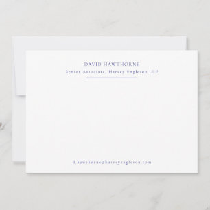 Professional Business Simple Navy en White Note Notitiekaartje