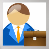 Professional Businessman Icon with Briefcase Poster (Voorkant)