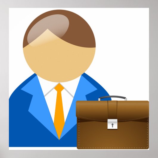 Professional Businessman Icon with Briefcase Poster (Voorkant)