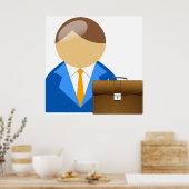 Professional Businessman Icon with Briefcase Poster (Keuken)