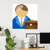Professional Businessman Icon with Briefcase Poster (Thuiskantoor)