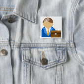 Professional Businessman Icon with Briefcase Vierkante Button 5,1 Cm (In situ)