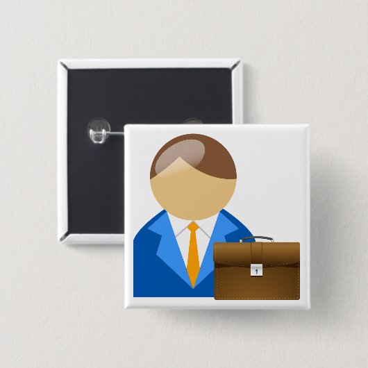 Professional Businessman Icon with Briefcase Vierkante Button 5,1 Cm (Voorkant /achterkant)