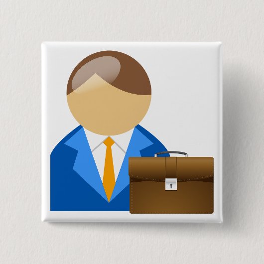 Professional Businessman Icon with Briefcase Vierkante Button 5,1 Cm (Voorkant)