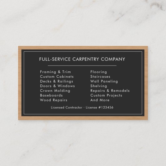 Professional Carpenter Visitekaartje (Achterkant)