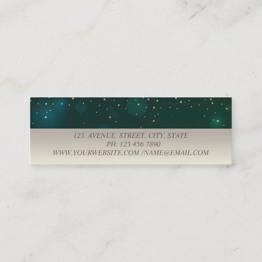 Professional Charming, Lotus Flower Stars Green Mini Visitekaartje (Achterkant)