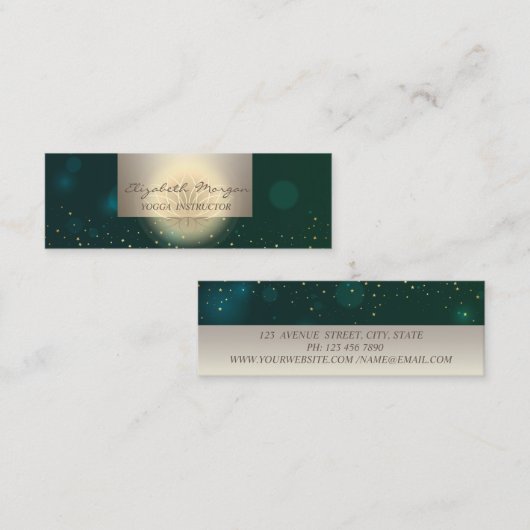 Professional Charming, Lotus Flower Stars Green Mini Visitekaartje (Voorkant / Achterkant)