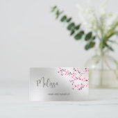 Professional Cherry Blossom Pink Silver Business C Visitekaartje (Staand voorkant)