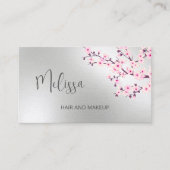 Professional Cherry Blossom Pink Silver Business C Visitekaartje (Voorkant)