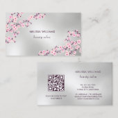Professional Cherry Blossom Pink Silver Visitekaartje (Voorkant / Achterkant)