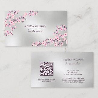 Professional Cherry Blossom Pink Silver Visitekaartje