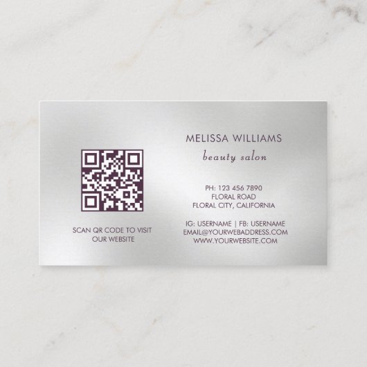 Professional Cherry Blossom Pink Silver Visitekaartje (Achterkant)