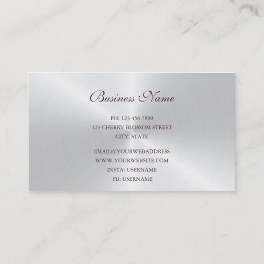 Professional Cherry Blossom Pink Silver Visitekaartje (Achterkant)