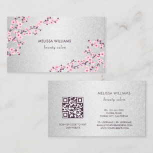 Professional Cherry Blossom Pink Silver Visitekaartje
