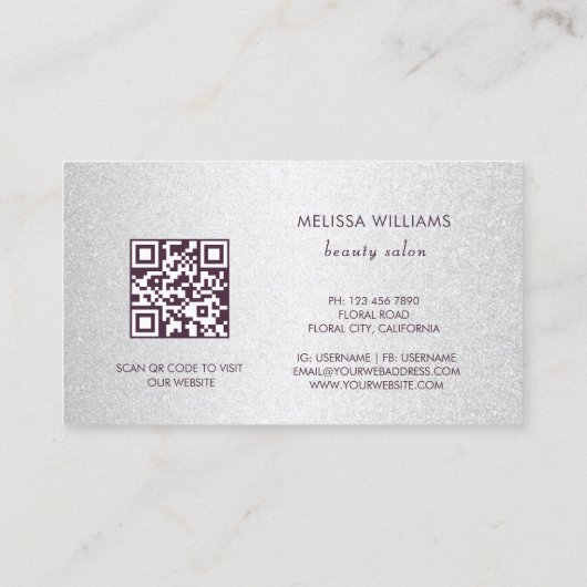 Professional Cherry Blossom Pink Silver Visitekaartje (Achterkant)