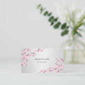 Professional Cherry Blossom Pink Silver Visitekaartje (Staand voorkant)