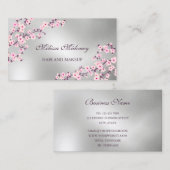 Professional Cherry Blossom Pink Silver Visitekaartje (Voorkant / Achterkant)