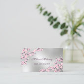 Professional Cherry Blossom Pink Silver Visitekaartje (Staand voorkant)