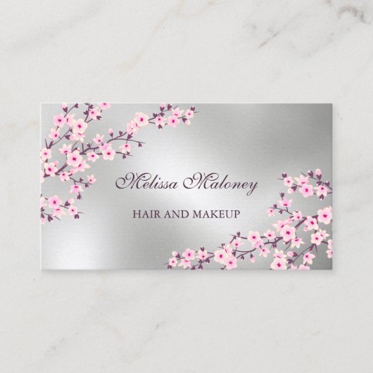 Professional Cherry Blossom Pink Silver Visitekaartje (Voorkant)