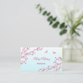 Professional Cherry Blossom Pink Turquoise Floral Visitekaartje (Staand voorkant)