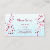 Professional Cherry Blossom Pink Turquoise Floral Visitekaartje (Achterkant)