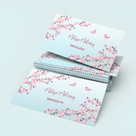 Professional Cherry Blossom Pink Turquoise Floral Visitekaartje