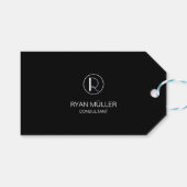 Professional Chic Elegant Plain and Monogram Cadeaulabel (Voorkant (Horizontaal))