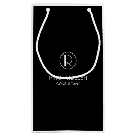 Professional Chic Elegant Plain and Monogram Klein Cadeauzakje (Achterkant)