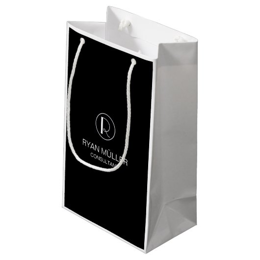 Professional Chic Elegant Plain and Monogram Klein Cadeauzakje (Achterkant Gekanteld)