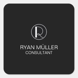 Professional Chic Elegant Plain and Monogram Vierkante Sticker