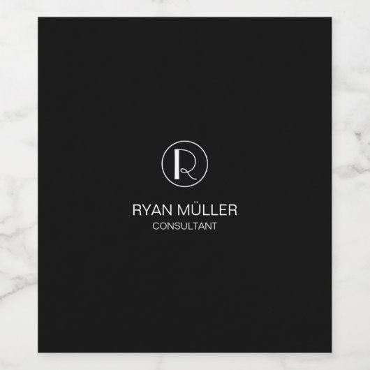 Professional Chic Elegant Plain and Monogram Wijn Etiket (Enkel label)
