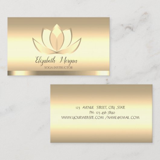 Professional Chic Gold Lotus Flower Yoga Visitekaartje (Voorkant / Achterkant)