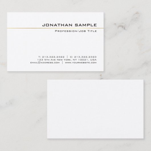 Professional Chic Gold Striped Simple Plain Luxe Visitekaartje (Voorkant / Achterkant)