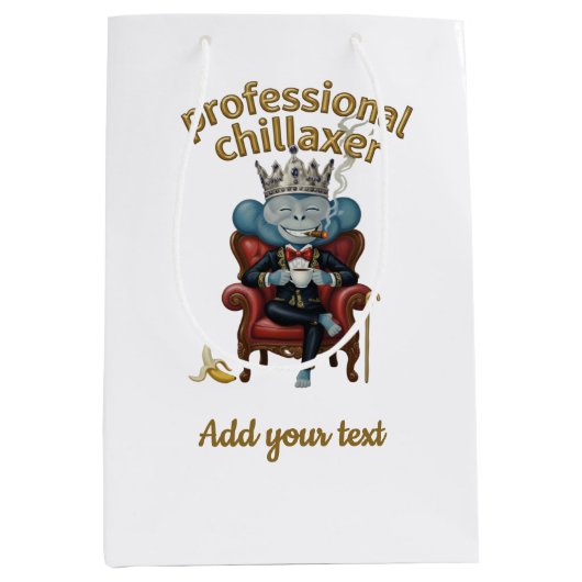 Professional Chillaxer Monkey king Funny Cool App Medium Cadeauzakje (Voorkant)
