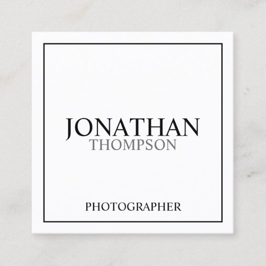 Professional Classic Black en White Vierkante Visitekaartje (Voorkant)
