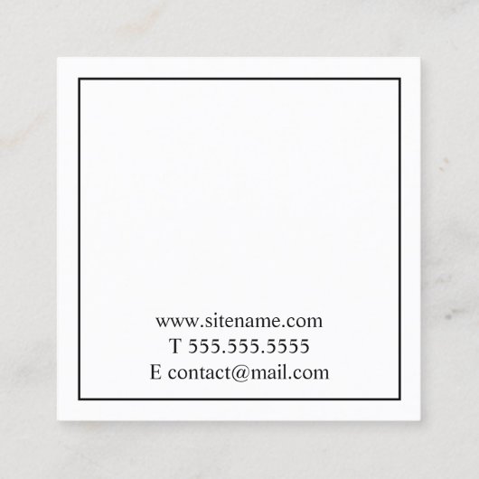 Professional Classic Black en White Vierkante Visitekaartje (Achterkant)