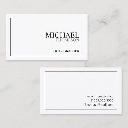 Professional Classic Black en White Visitekaartje (Voorkant / Achterkant)