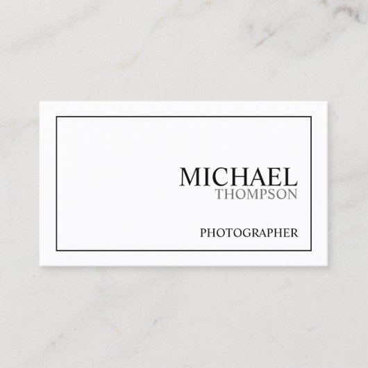 Professional Classic Black en White Visitekaartje (Voorkant)