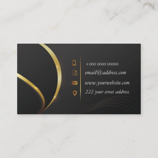 Professional Classic Elegant Black Gold Contactkaartje (Achterkant)