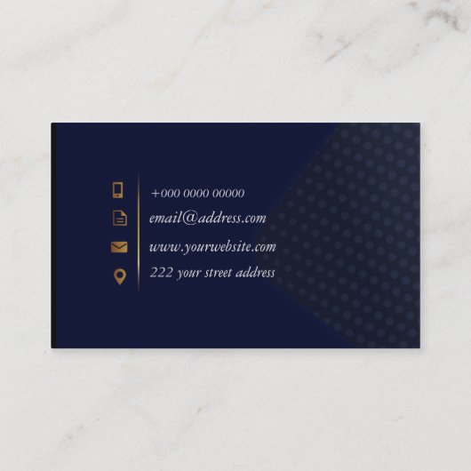 Professional Classic Elegant Blue Gold Visitekaartje (Achterkant)