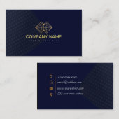 Professional Classic Elegant Blue Gold Visitekaartje (Voorkant / Achterkant)