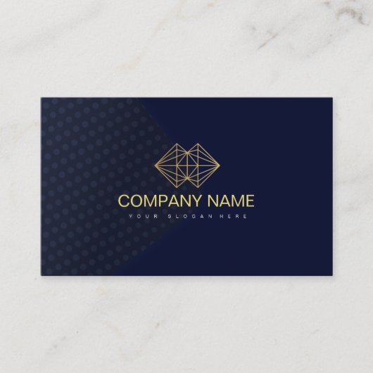 Professional Classic Elegant Blue Gold Visitekaartje (Voorkant)