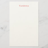 Professional classical font own name custom red briefpapier (Voorkant)