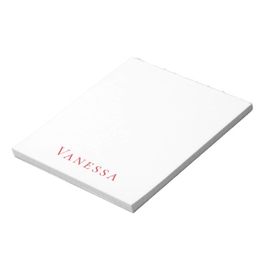 Professional classical font own name custom red notitieblok (Linkerzijde)