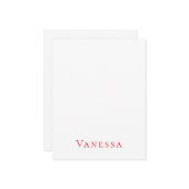 Professional classical font own name custom red notitiekaartje (Voorkant / Achterkant in situ)