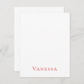 Professional classical font own name custom red notitiekaartje (Voorkant / Achterkant)