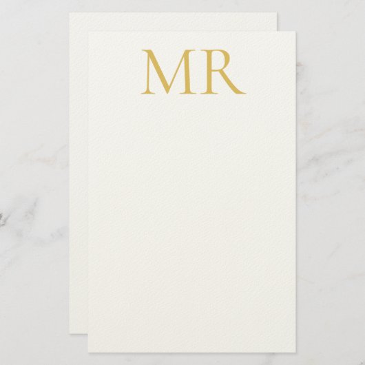 Professional Classical Monogram Minimalist Plain Briefpapier (Voorkant / Achterkant)