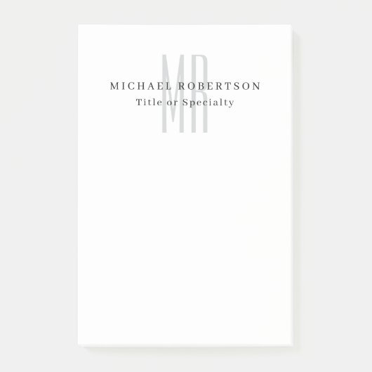 Professional Classical Monogram Minimalist Plain Post-it® Notes (Voorkant)
